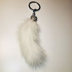 Faux fur princess crown keychain
